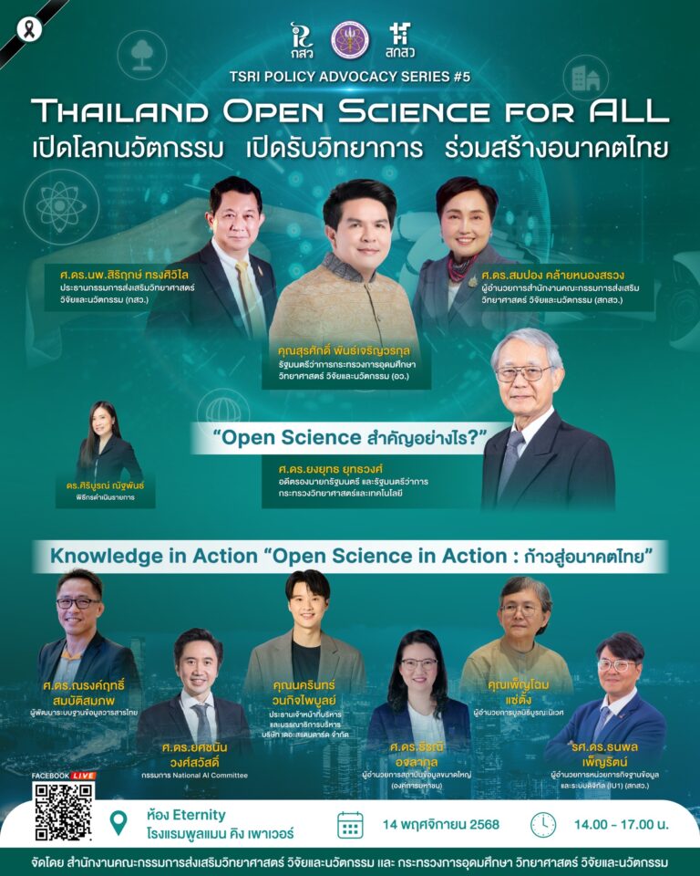 สกสว. เปิดตัว Thailand Open Science for ALL เปิดโลกนวัตกรรม เปิดรับวิทยาการ ร่วมสร้างอนาคตไทย