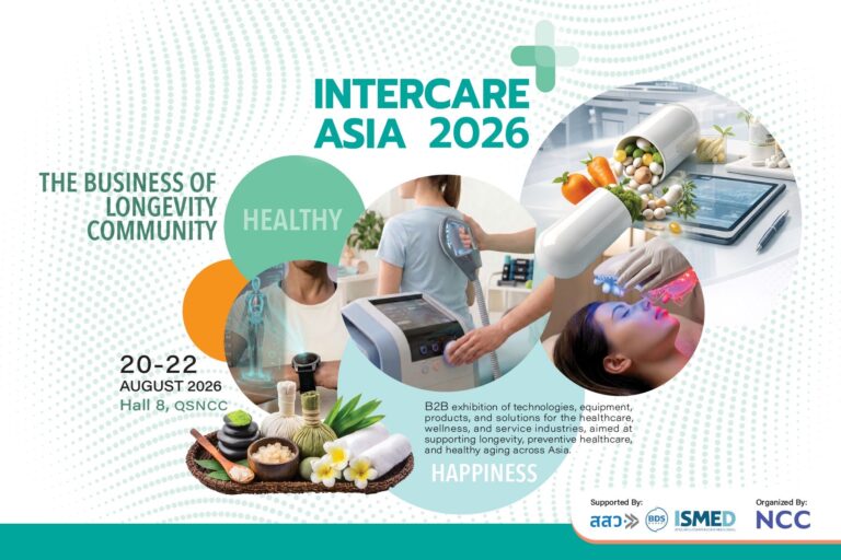 InterCare Asia 2026 ปักหมุด ‘Wellness–Longevity’ ขึ้นแท่นตลาดแห่งโอกาส! ดึงกูรู เจาะเทรนด์ เชื่อมต่อ ต่อยอด บริการสู่โอกาสธุรกิจใหม่ 20–22 สิงหาคม 2569 ณ Hall 8 ศูนย์ประชุมแห่งชาติสิริกิติ์